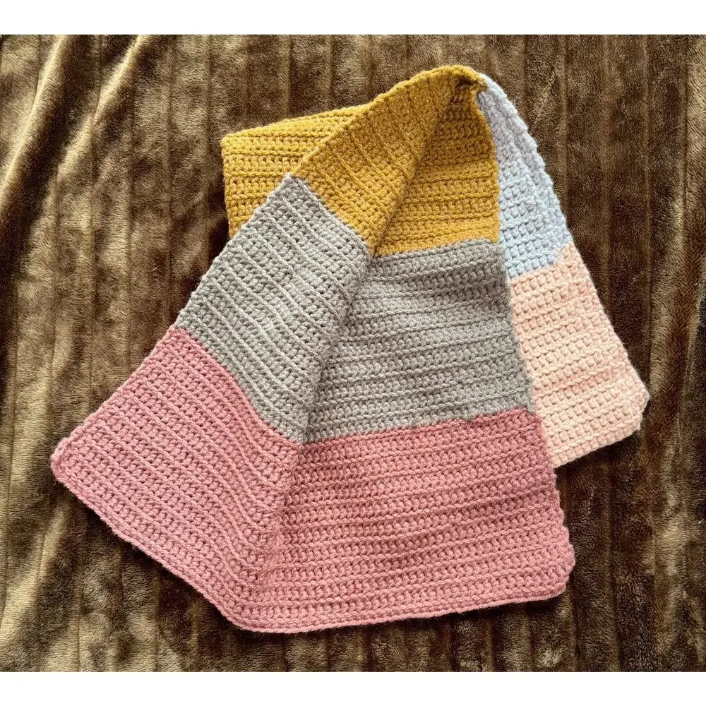 Hand Crochet Throw Blanket Wide Earthy Stripes Chunky Knit‎ 27